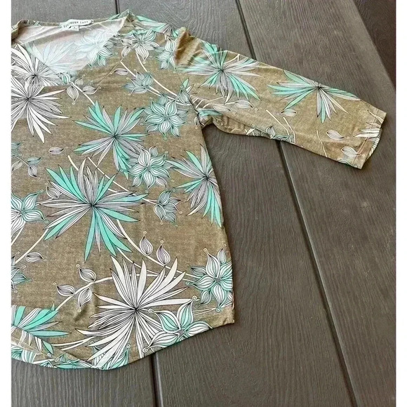 Southern Lady Floral Top 3/4 Sleeves Sz Large - Picture 2 of 6
